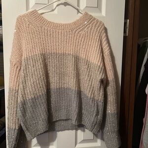 CeCe Multicolor Knit Sweater - Pink, Gray, Cream